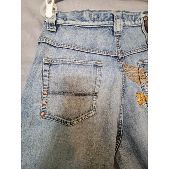 Ruff Ryders Jeans Mens Blue Denim Full Embroidered Logo Pocket Size 34x30 - Picture 8 of 13
